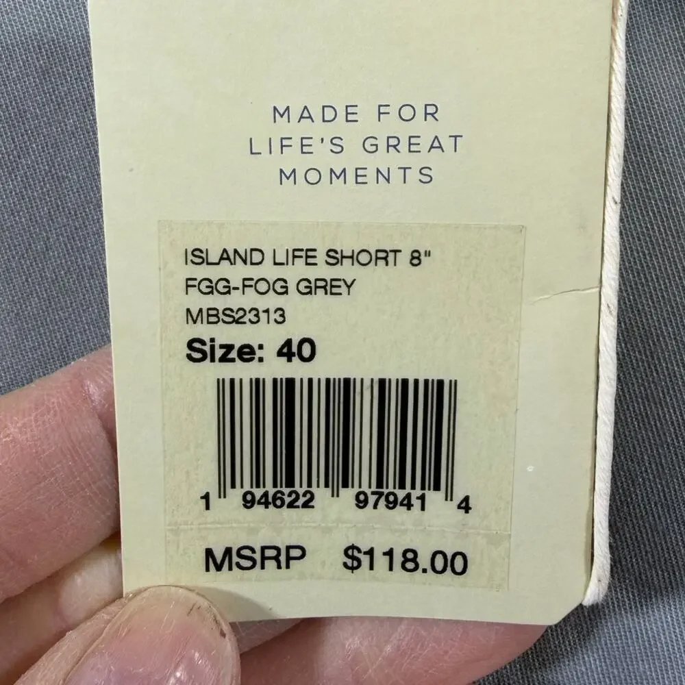 Faherty Men's 40 Gray Island Life 8 Inch Inseam Stretch Casual Shorts NWT Beach